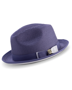 Montique Men's Fedora Style Straw Hat - White Accent