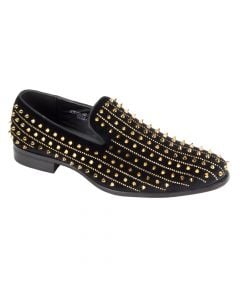 After Midnight Men's Velvet Dress Shoes - Spikes and Studs