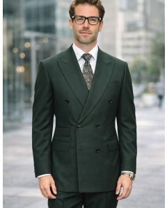 Hunter Green Men's Fashion Wool Double Breasted Suit