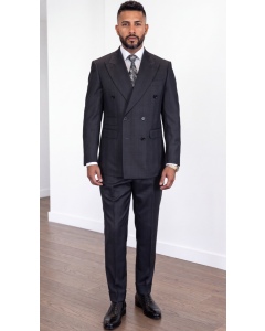 Statement Men's Outlet 2 Piece 100% Wool Modern Fit Suit - Tone on Tone Stripes