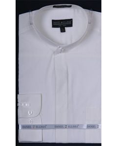 pipigo Mens Formal Long-Sleeve Easy Care Dress Banded Collar Shirt 