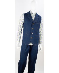 Royal Diamond Men's 2 Piece Denim Walking Suit - Vest Set