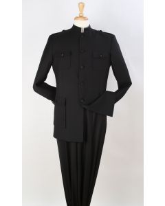 Apollo King Men's Outlet 2 Piece Nehru Style Suit - Fashion Pockets