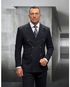 Statement Men's Outlet 2 Piece 100% Wool Fashion Suit - Pinstripe