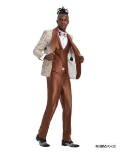 Tazio Men's 3 Piece Skinny Fit Suit - Paisley