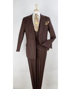 Apollo King Men's 3pc 100% Worsted Wool Suit - Double Breasted