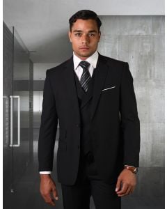 Statement Men's Outlet 100% Wool 3 Piece Suit - Bold Solid Colors