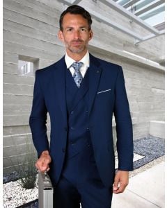 Statement Men's Outlet 100% Wool 3 Piece Suit - Bold Solid Colors