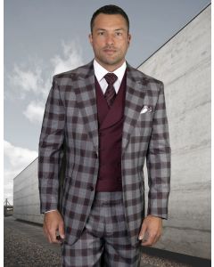 Statement Men's 100% Wool 3 Piece Suit - Overlapping Patterns