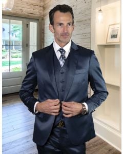 Statement Men's 3 Piece Unique Fashion Suit - Sharkskin