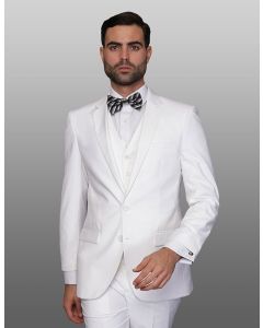 Statement Men's 3 Piece Wool Blend Outlet Suit - Solid Colors