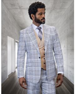 Statement Men's Outlet 100% Wool 3 Piece Suit - Electric Stripes