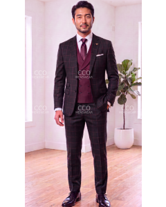 Statement Men's Outlet 3 Piece 100% Wool Modern Fit Suit - Bold Accent Color
