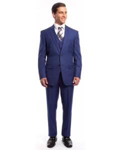 CCO Men's 3 Piece Executive Pinstripe Outlet Suit - 6 Button Vest