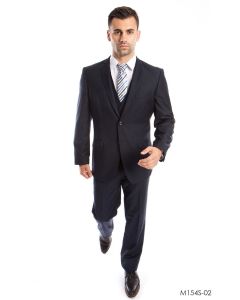 Tazio Men's 3 Piece Executive Slim Fit Suit - 5 Button Vest