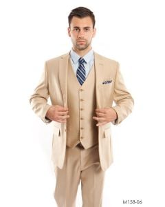 Tazio Men's 3 Piece Executive Suit - Textured Solid