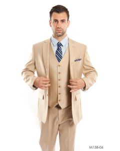 Tazio Men's 3 Piece Executive Suit - Textured Solid