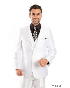 Tazio Men's Outlet 3 Piece Slim Fit Suit - Solid Sharkskin