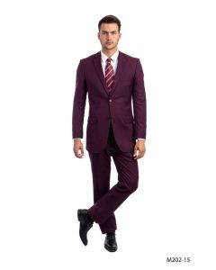 Demantie Men's 2 Piece Solid Executive Suit - Flat Front Pants