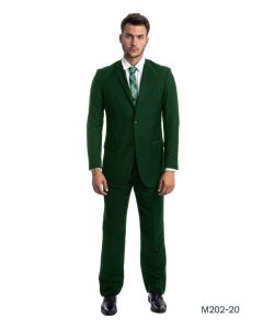 Demantie Men's 2 Piece Solid Executive Suit - with Flat Front Pants