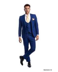 Tazio Men's 3 Piece Ultra Slim Fit Executive Suit - Classy Business
