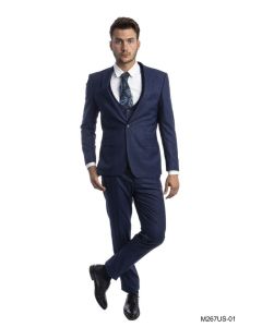 CCO Men's Outlet 3 Piece Ultra Slim Fit Suit - Glen Check
