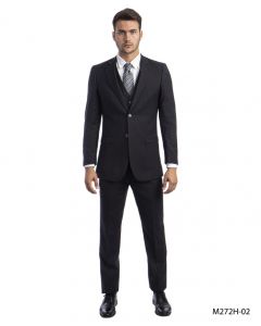 Tazio Men's 3 Piece Pinstripe Suit - Dark Colors