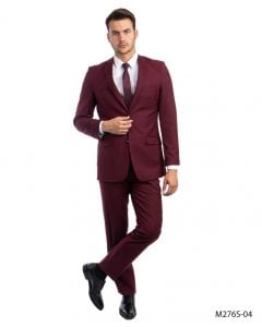 Tazio Men's 2 Piece Slim Fit Suit - Classic Solid Colors