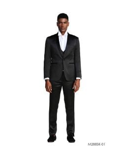 Tazio Men's 3 Piece Skinny Fit Suit - Slight Shine