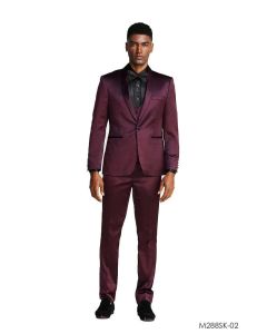 Tazio Men's Outlet 3 Piece Skinny Fit Suit - Slight Shine