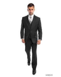 CCO Men's 3 Piece Solid Executive Outlet Suit - Flat Front Pants