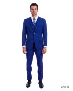 CCO Men's 3 Piece Solid Executive Outlet Suit - Flat Front Pants