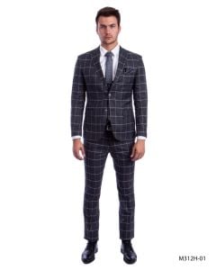 Sean Alexander Men's 3 Piece Executive Suit - Windowpane