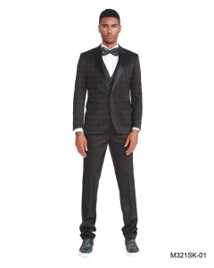 Sean Alexander Men's Outlet 3 Piece Skinny Fit Suit - Fashion Windowpane