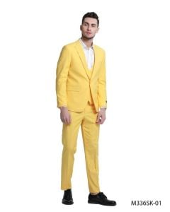 CCO Men's Outlet 3 Piece Skinny Fit Suit - Double Breasted Vest