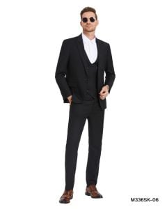 CCO Men's Outlet 3 Piece Skinny Fit Suit - Double Breasted Vest