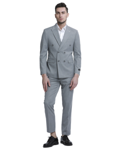 Tazio Men's Outlet 2 Piece Skinny Fit Suit - Light Pinstripe