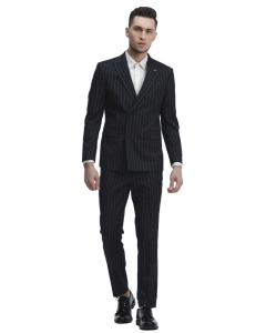 CCO Men's Outlet 2 Piece Skinny Fit Suit - Light Pinstripe