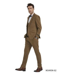 CCO Men's Outlet 3 Piece Skinny Fit Suit - Textured Solid
