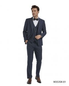 Tazio Men's 3 Piece Skinny Fit Suit - Bold Plaid