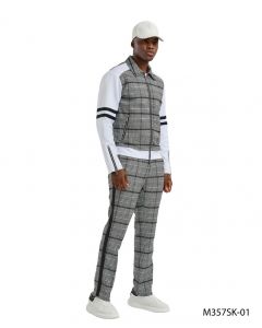 Tazio Men's 2 Piece Track Suit Set- Plaid