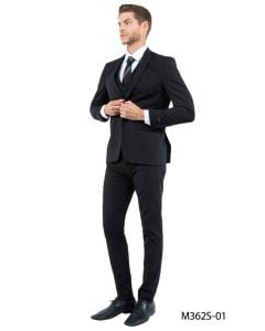 Zegarie Men's 3 Piece Slim Fit Suit - Solid Colors