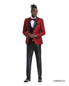 Tazio Men's Outlet 4 Piece Skinny Fit Suit - Two Tone Paisley