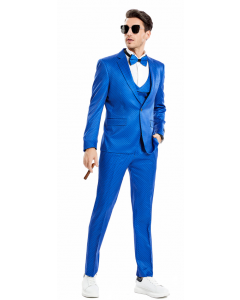 Tazio Men's 4 Piece Skinny Fit Suit - Bright Polka Dot
