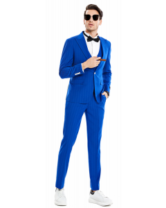 Tazio Men's 3 Piece Skinny Fit Suit - Sleek Pinstripe