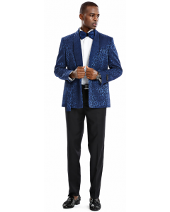 Blue/Black Suit Skinny Suit for Men with Bowtie