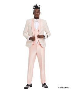 Tazio Men's 3 Piece Skinny Fit Suit - Paisley