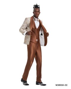 CCO Men's Outlet 3 Piece Skinny Fit Suit - Paisley