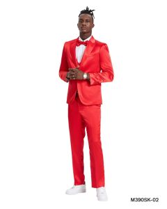 CCO Men's Outlet 3 Piece Skinny Fit Suit - Sharkskin