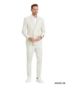 Sean Alexander Men's Outlet 2 Piece Double Breasted Suit - Linen Look